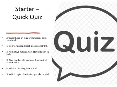 OCR A Level Trade in the contemporary World: Lesson 2 FDI and trade patterns