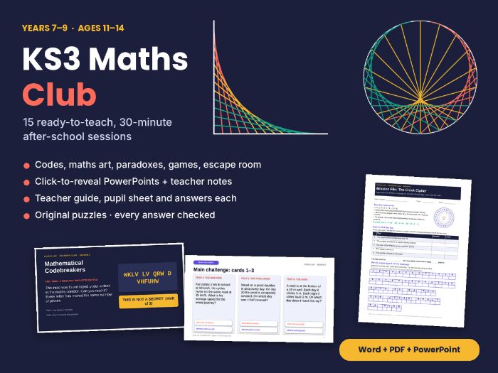 KS3 Maths Club: Sessions 1–3 – Codebreakers, Curve Stitching & Paradox Puzzles