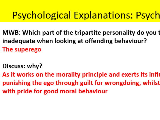 AQA Psychology psychodynamic and offending behaviour