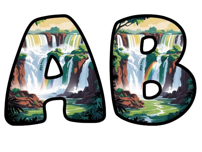 Rainbow Falls Alphabet Letters | Classroom Display, A-Z 0-9 and Signs