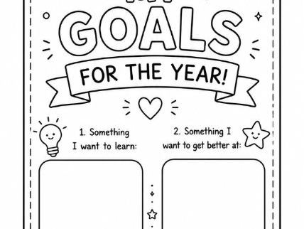 Back to School Bookmark- Goals for the Year Colouring Template