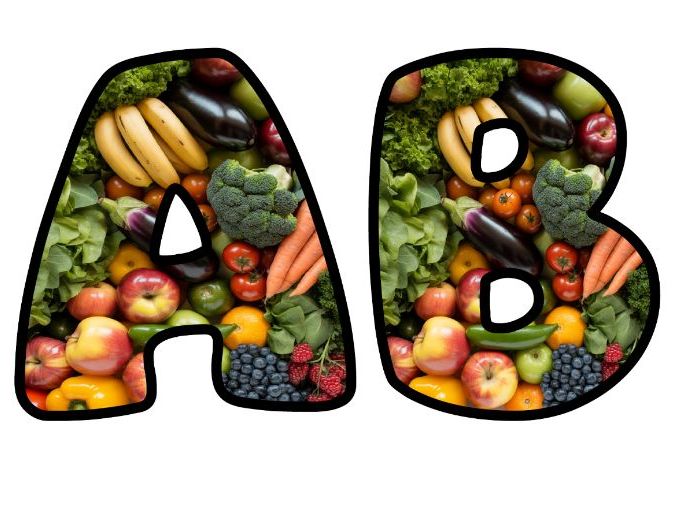 Fruit Healthy Sugars Classroom Display | Lettering Set | Upper & Lowercase, 0-9 and Signs