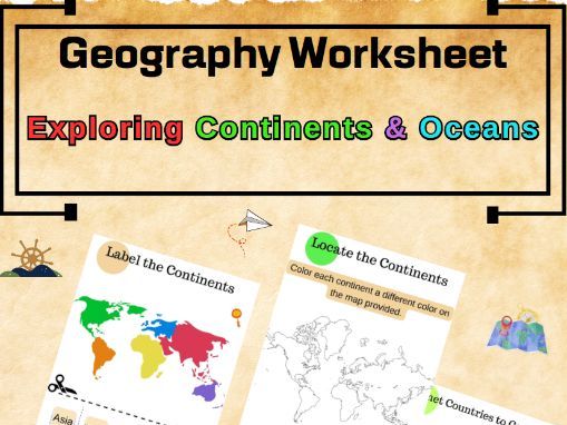 Interactive Geography Worksheet for Labeling & Coloring the World