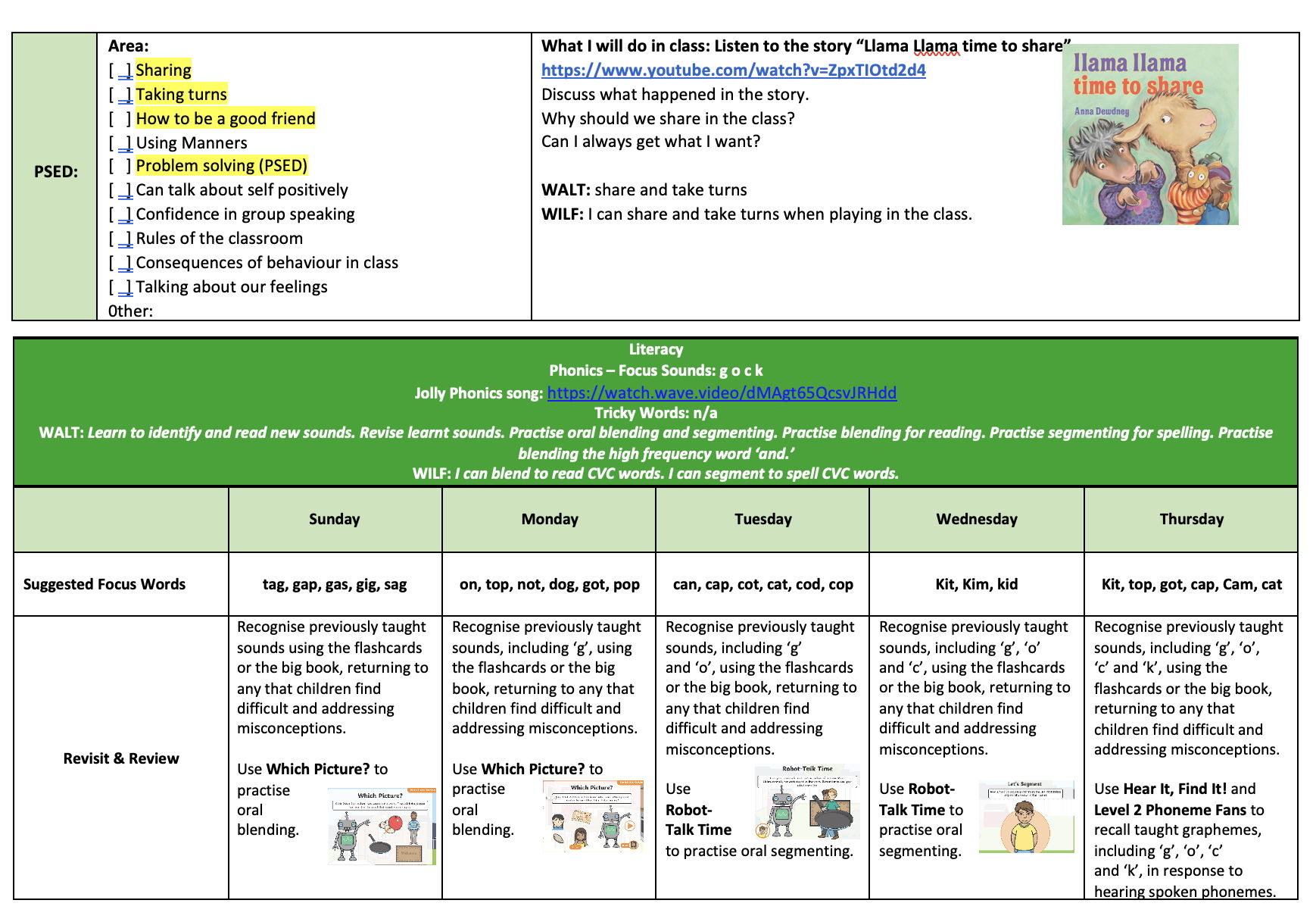EYFS Teacher Planner