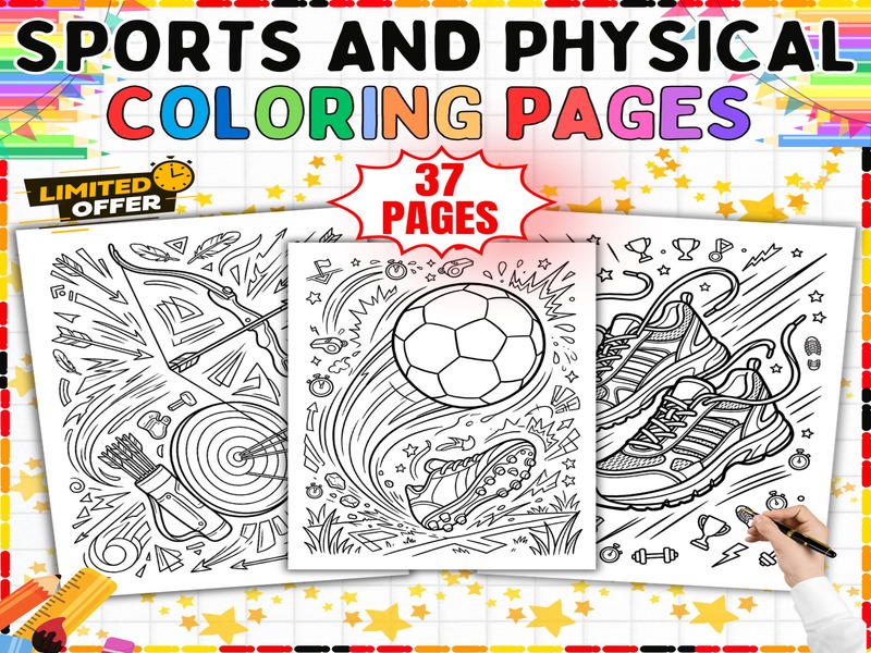 PE Coloring Pages | 37 Skateboard and Bike Sheets | Physical Education Art