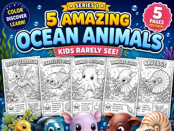 5 Amazing Ocean Animals Kids Rarely See |Coloring pages| K-Grade 2