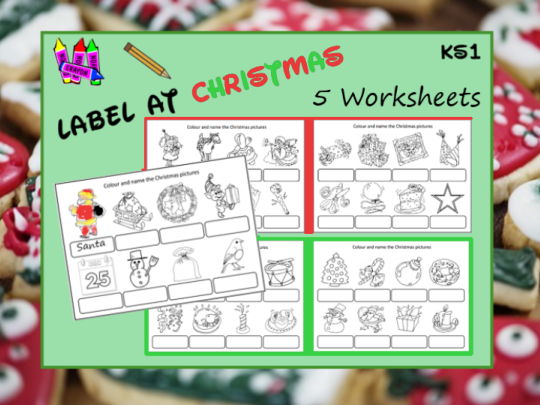 Label at Christmas 5 KS1 Worksheets