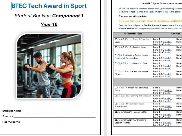BTEC Tech Award in Sport - Component 1 - ALL Resources AND student booklets