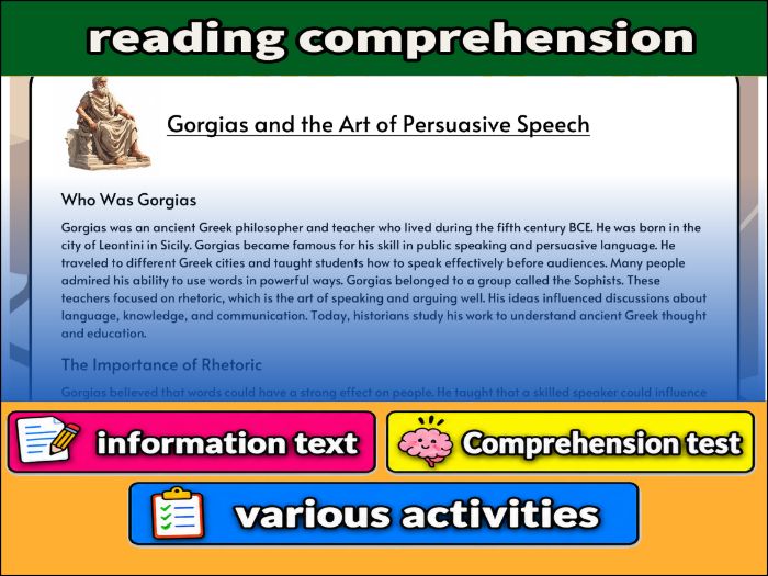 Gorgias and the Art of Persuasive Speech- Reading Comprehension, Worksheet & Activities