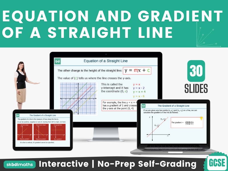 Equation and Gradient of a Straight Line - Digital GCSE Maths Lesson & Activities