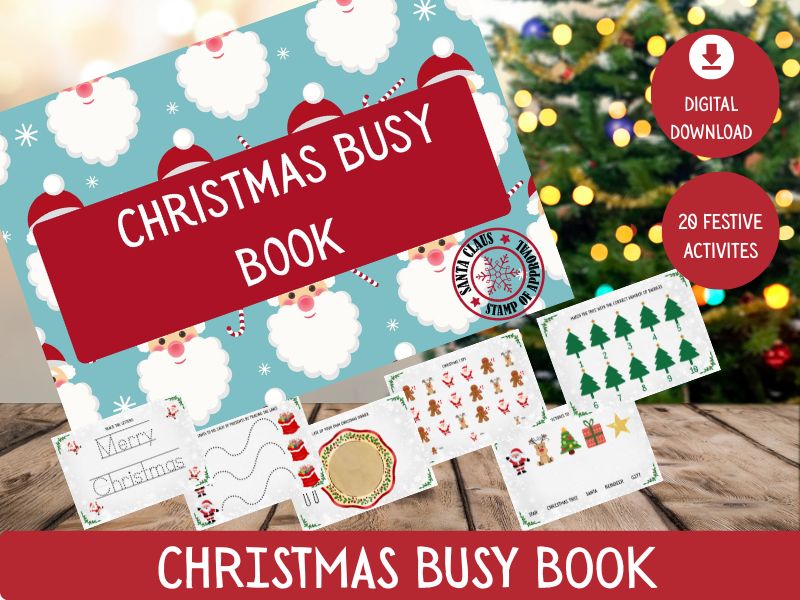 Christmas Busy Book for EYFS – Quiet Book with Tracing, Matching, Mazes and Early Years Activities