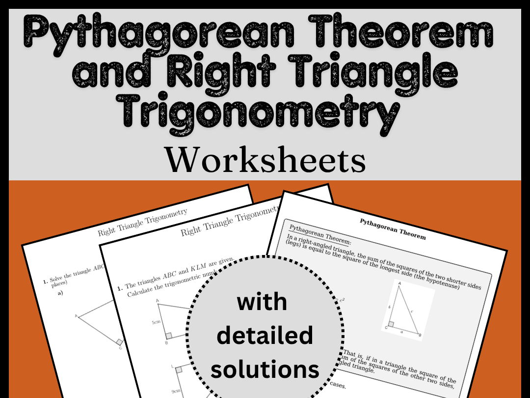 Pythagorean Theorem and Right Triangle Trigonometry Worksheets