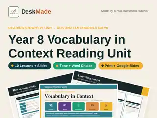 Year 8 Vocabulary in Context Reading Unit | Australian Curriculum V9