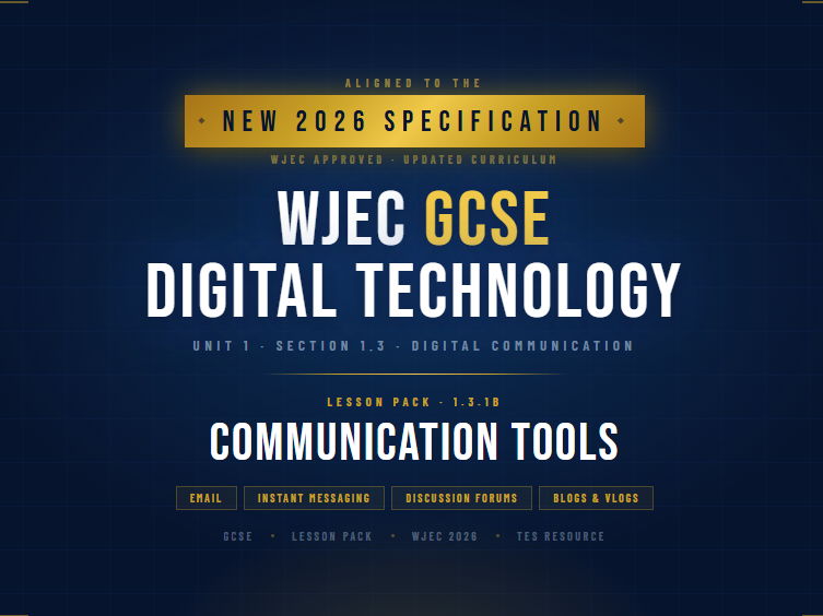 NEW 2026 WJEC GCSE Digital Technology 1.3.1B Communication Tools | Lesson Pack