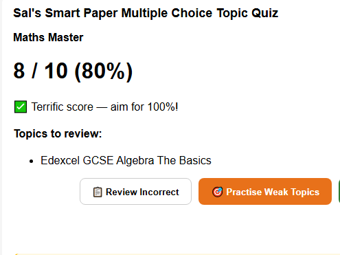 GCSE Foundation Maths Multiple Choice Topic Quiz