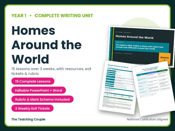 Homes Around the World | Year 1 English Unit | 15 Complete Lessons + Resources + Mark Scheme