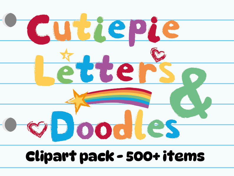Cutiepie Rainbow Doodle Letters