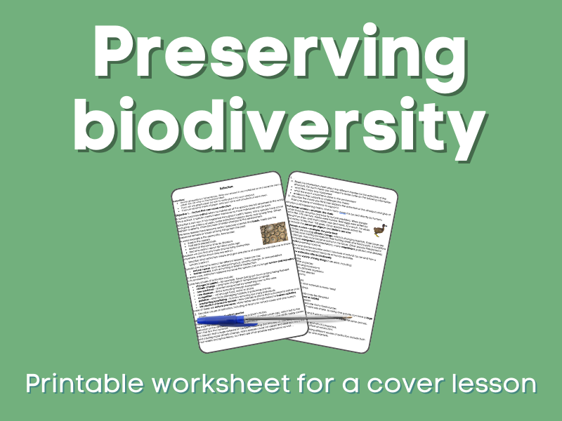 Preserving biodiversity Cover lesson