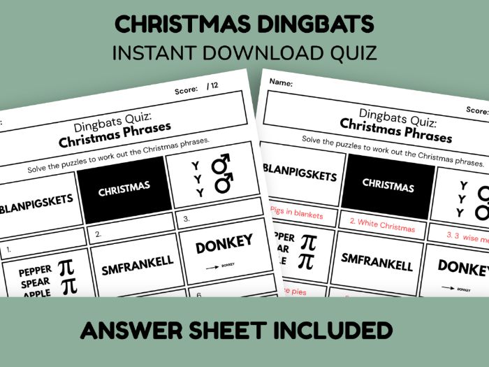 Christmas Dingbats Quiz Rebus Puzzles