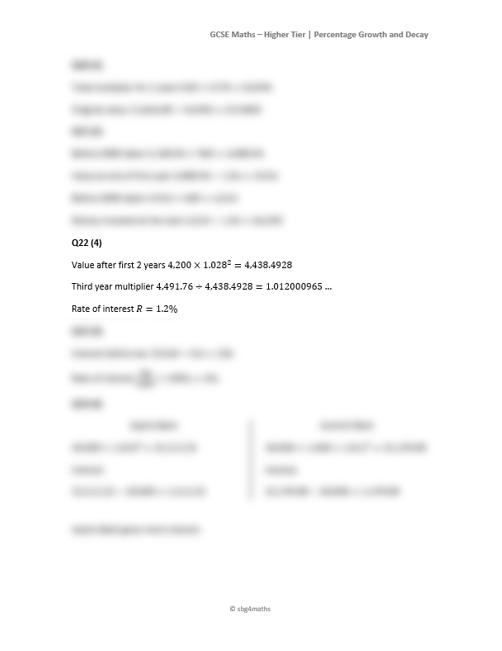 gcse maths worksheet: percentage increase decrease -... GCSE Maths Higher – Growth Decay Percentage Exam-Style Worksheet with ...