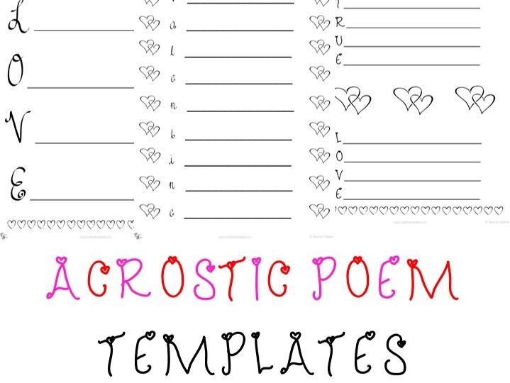 3 Acrostic Poem Templates - Love theme - Printable!