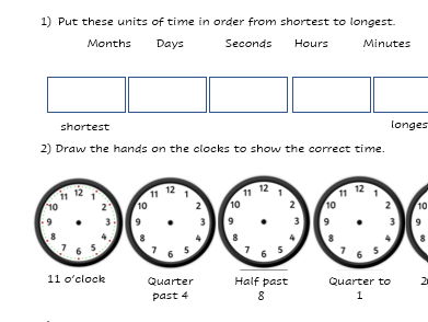 Time Maths Assessment Lower KS2