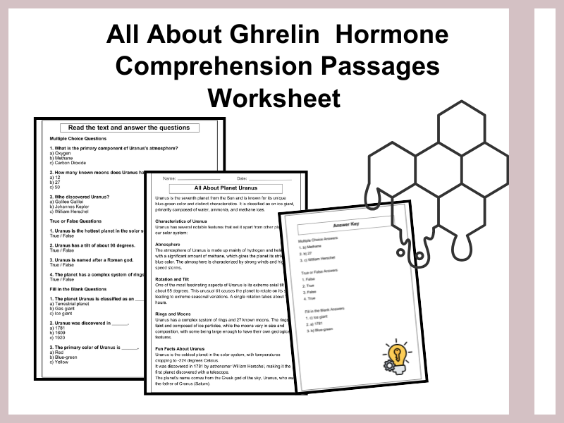 "All About Ghrelin Hormone" Comprehension & Worksheet