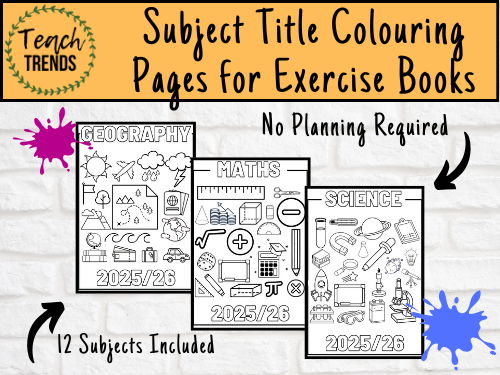 Subject Title Page Colouring Sheets 2025/26