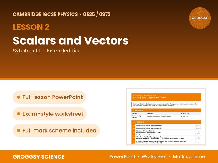 Cambridge IGCSE Physics 0625: Scalars and Vectors | Unit 1 | L2