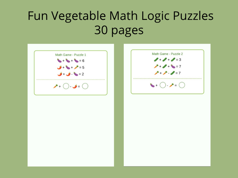Fun Vegetable Math Logic Puzzles