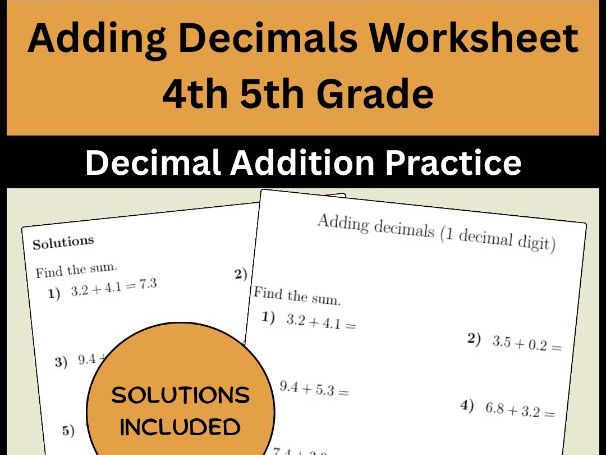 Adding Decimals Worksheet 4th 5th Grade Decimal Addition Practice