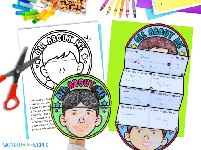 All about me self portrait style folding activity for back to school