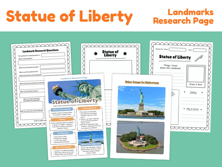 Statue of Liberty Research Project | Landmark Worksheets