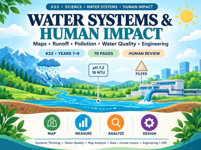 Water Systems & Human Impact – KS3 Science Data Investigation 70 Pages