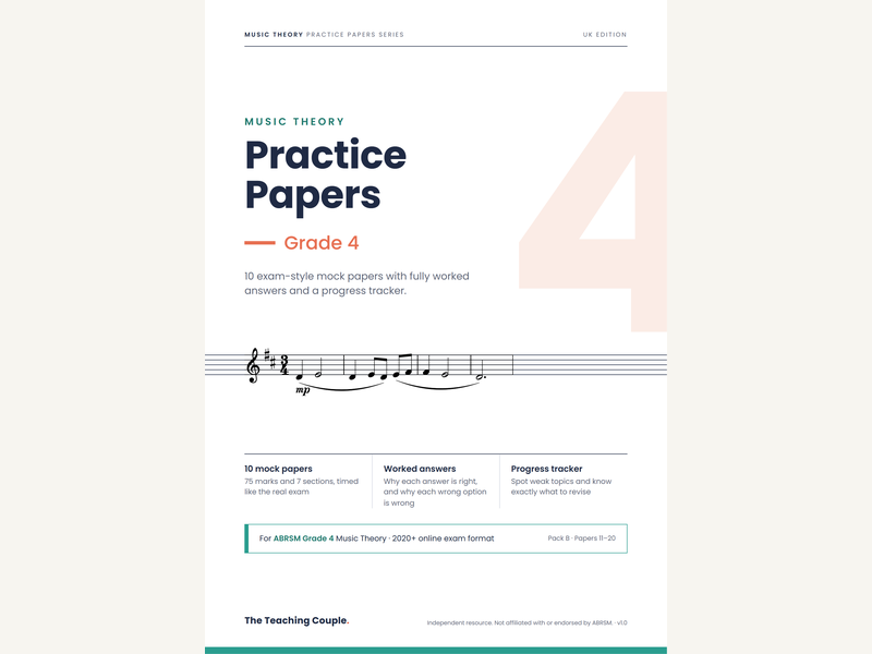 Grade 4 Music Theory Practice Papers – for ABRSM – Pack B (10 Mock Papers)