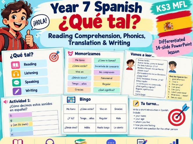 Year 7 Spanish – ¿Qué tal? | Differentiated Reading Comprehension, Phonics, Translation & Writing |