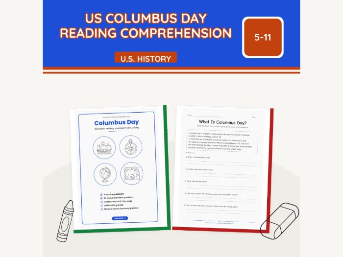 US Columbus Day Reading Comprehension | 11 pp
