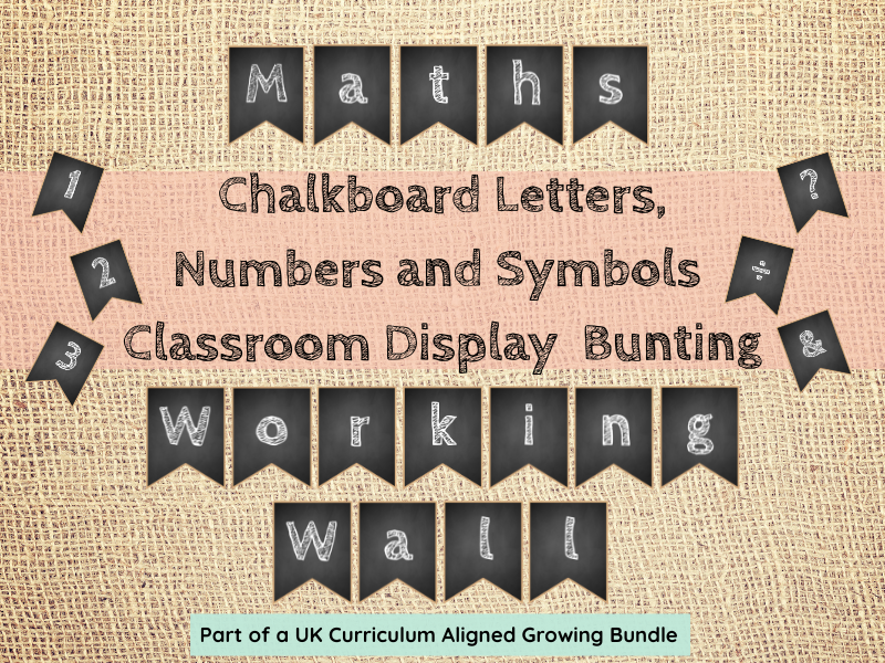 KS2 Maths Display Bunting | Chalkboard Letters, Numbers & Symbols