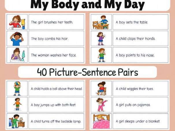 My Body and My Day | First Sentences | Grades 1-2