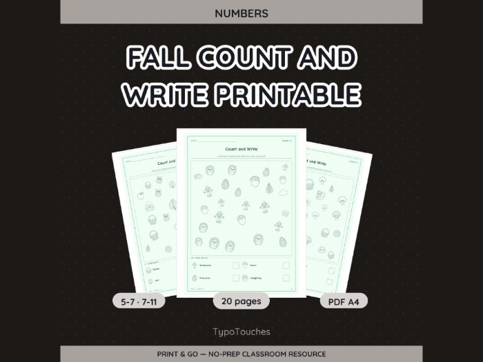 Fall Count and Write Printable | 20 pp