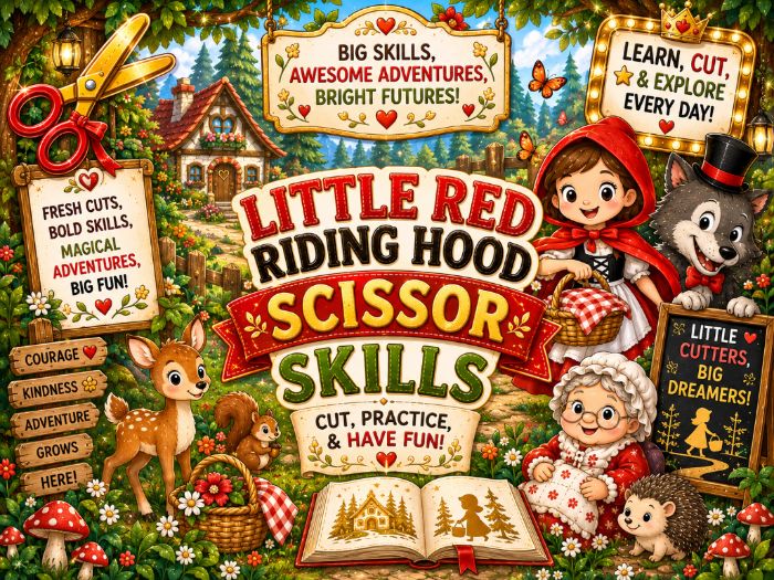 Little Red Riding Hood Scissor Skills Worksheets |Cutting Practice Fine Motor Activities|Preschool-1