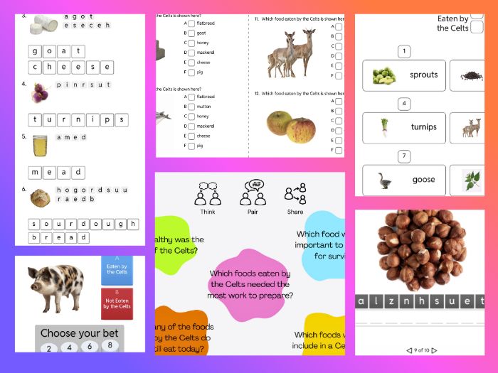KS2 Celts in Britain - Food and Drink Worksheet Pack