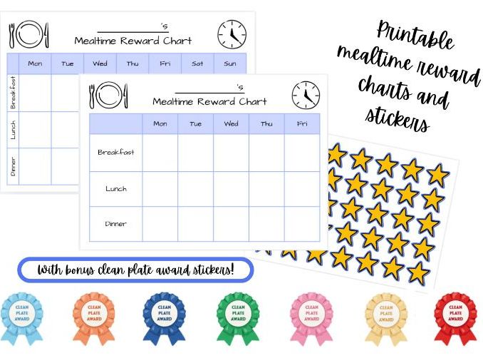 Mealtime Reward Chart with Stickers Printable