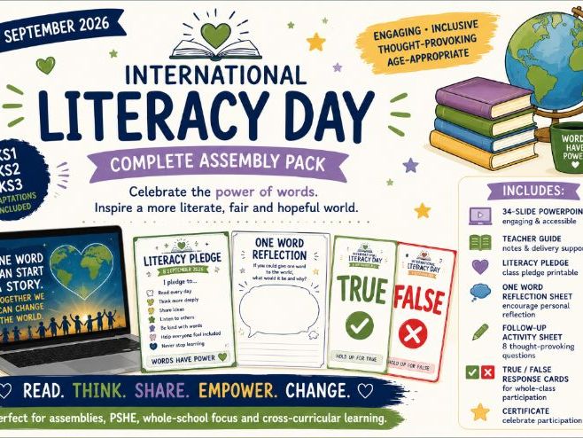 International Literacy Day 2026 | Whole-School Assembly Pack | KS1–KS3