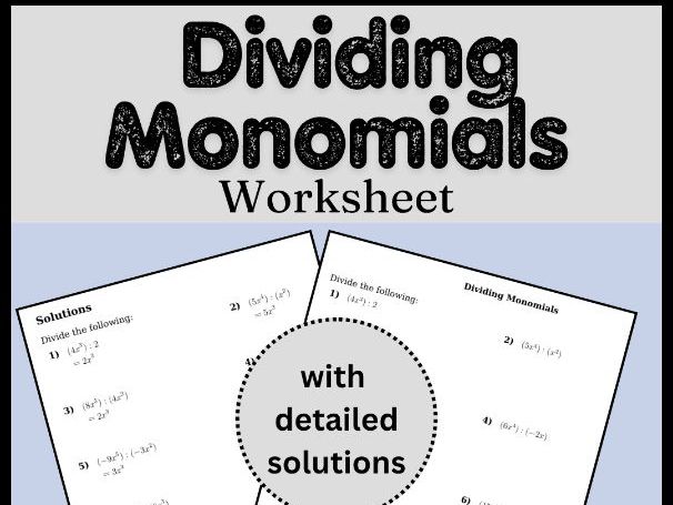 Dividing Monomials Worksheet (with solutions)
