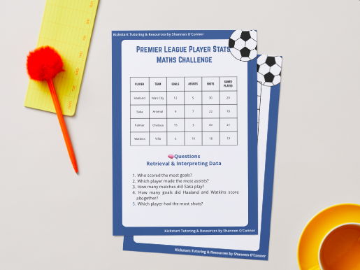 Fun Football Statistics Maths Worksheet (KS1 & KS2)