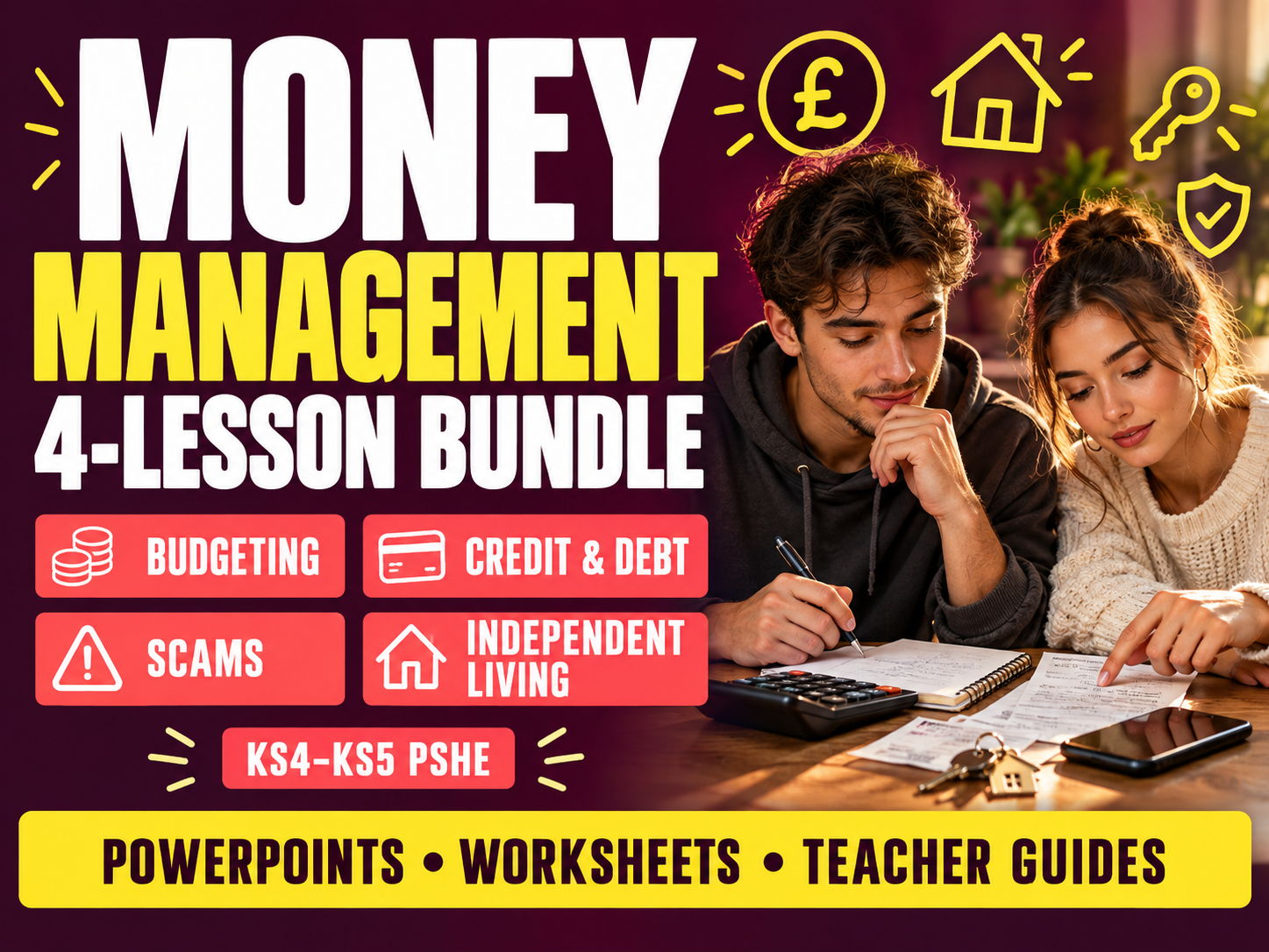 Money Management PSHE Bundle | 4 Lessons | Budgeting, Credit, Scams & Independent Living
