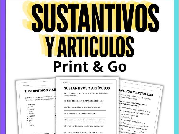 Spanish Nouns and Articles Worksheets | Sustantivos y Artículos en Español