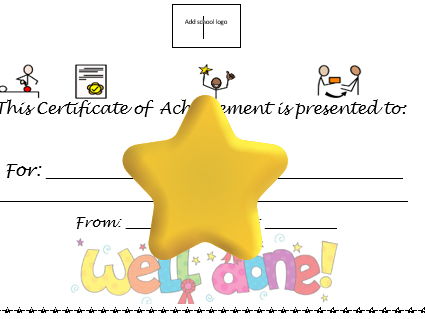 Certificate of achievement with symbols