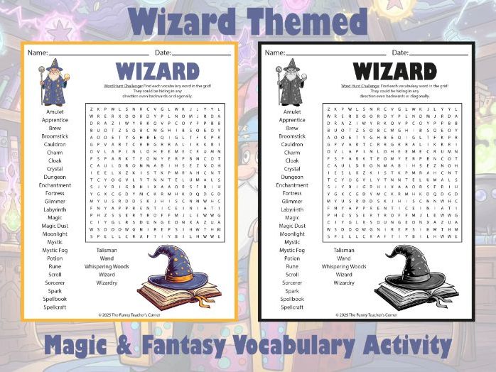 Wizard Themed Word Search | Magic & Fantasy Vocabulary Activity | Fun ELA Puzzle